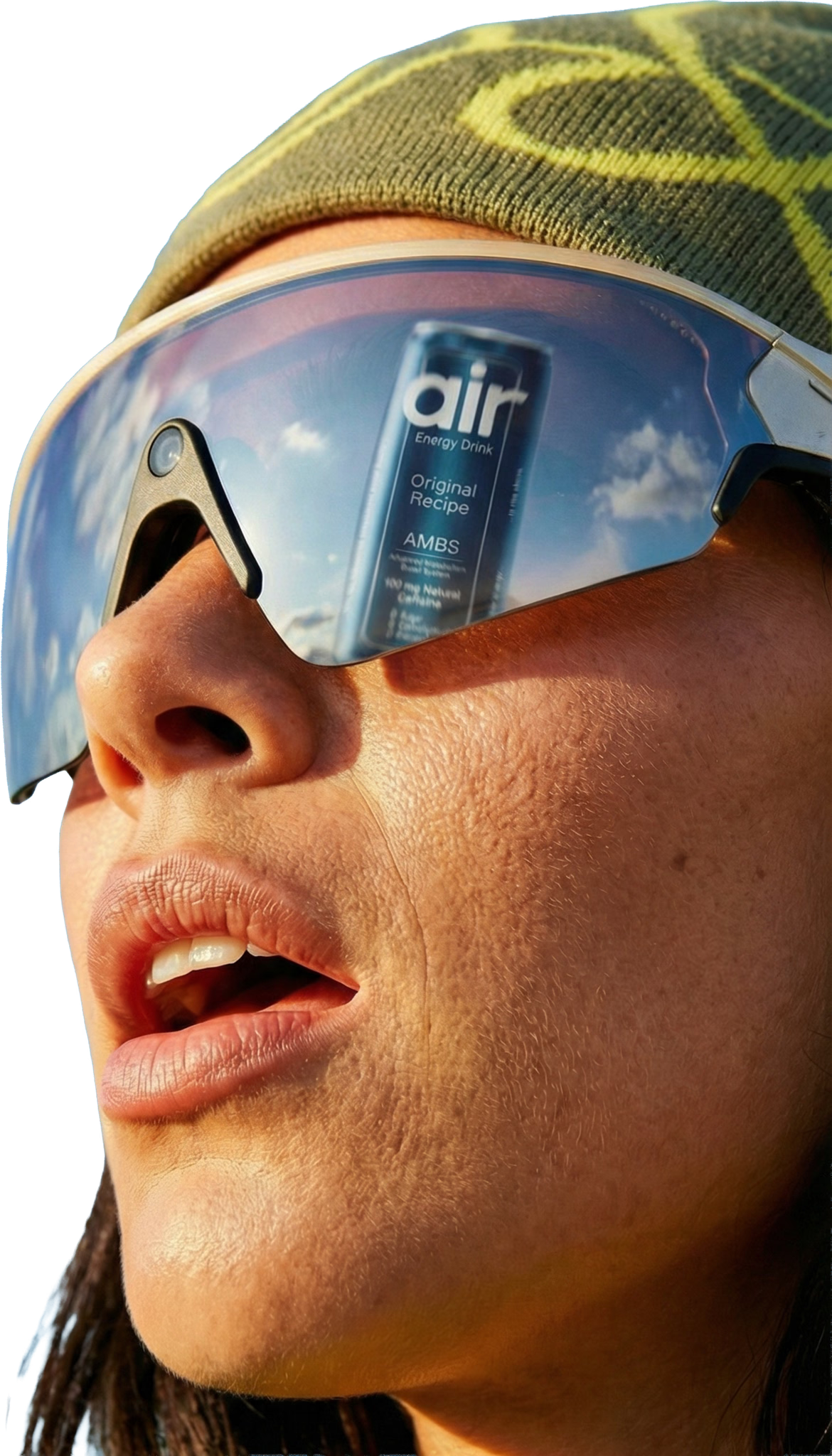 Person wearing sport sunglasses